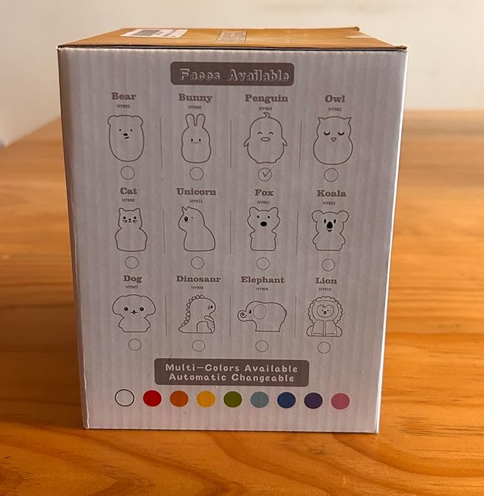 WHA&DARREN Penguin Night Light for Kids, Portable, Rechargeable Silicone Baby Night Light, Girls and Boys Animal Lamp, Kawaii Lamp