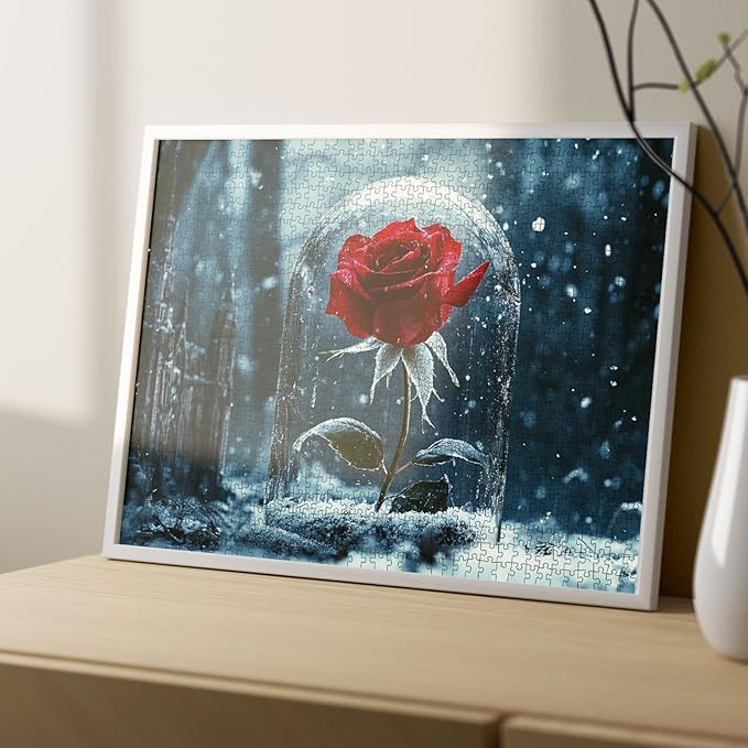 1000 Piece Rose Flower Jigsaw Puzzles for Adults,Winter Floral Jigsaw Puzzle Watercolor Puzzles for Challenging Family Activity Game Floral Art Wall Decor DIY Puzzle