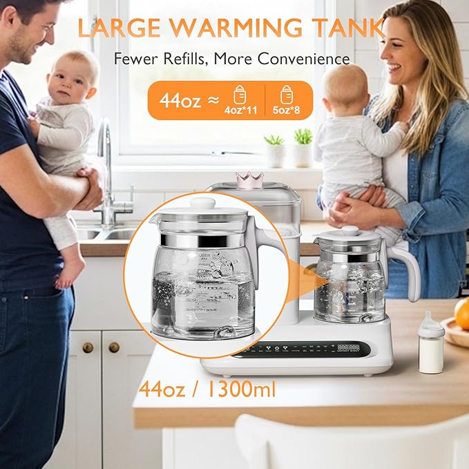 Baby Bottle Warmer & Steamer, 44oz Formula Kettle with Drying & Steam, Multi-Function Bottle Warmer for Breastmilk, Food & Baby Essentials