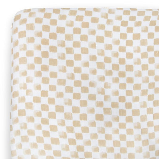 Little Unicorn Premium Crib Sheet | Breathable & Super-Soft Muslin Fabric (Adobe Checker)