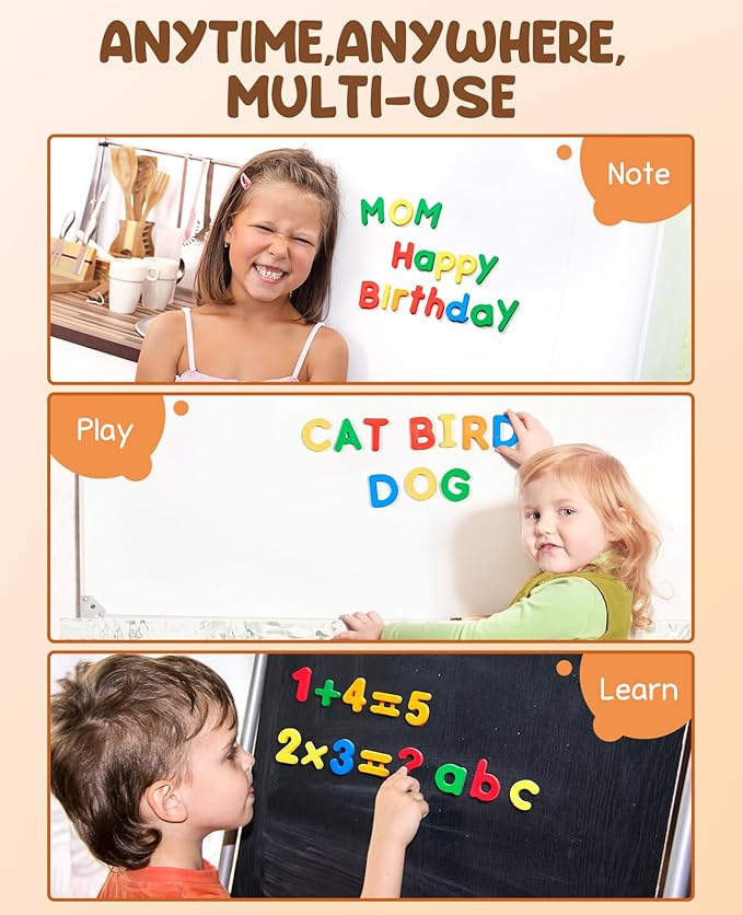 JoyCat 78 Pieces Magnetic Letters Numbers Alphabet Fridge Magnets ABC 123 Preschool Educational Learning Plastic Colorful Toy Set Uppercase Lowercase Math Symbols for Toddlers Kids