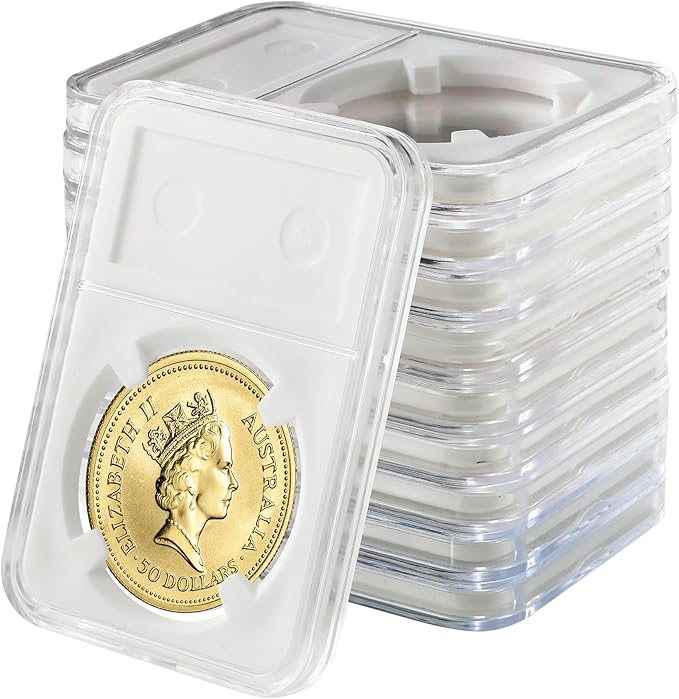 10-Pack Silver Dollar Coin Holder, 38mm Collection Coin Holder, Clear Acrylic Coin Slab Protectors and Display Case for Morgan, Peace, IKE Silver Coin, Four-Point Fixation Coin Capsules