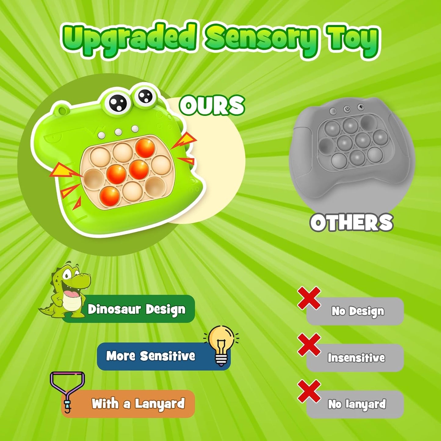 Dinosaur Fidget Toys for Boys 5-7: Kids Fast Push Bubble Handheld Games for Kid Ages 6-8 Gifts Ideas Autism Sensory Toy for 8-12 Year Old Boy Toddler Birthday Gift