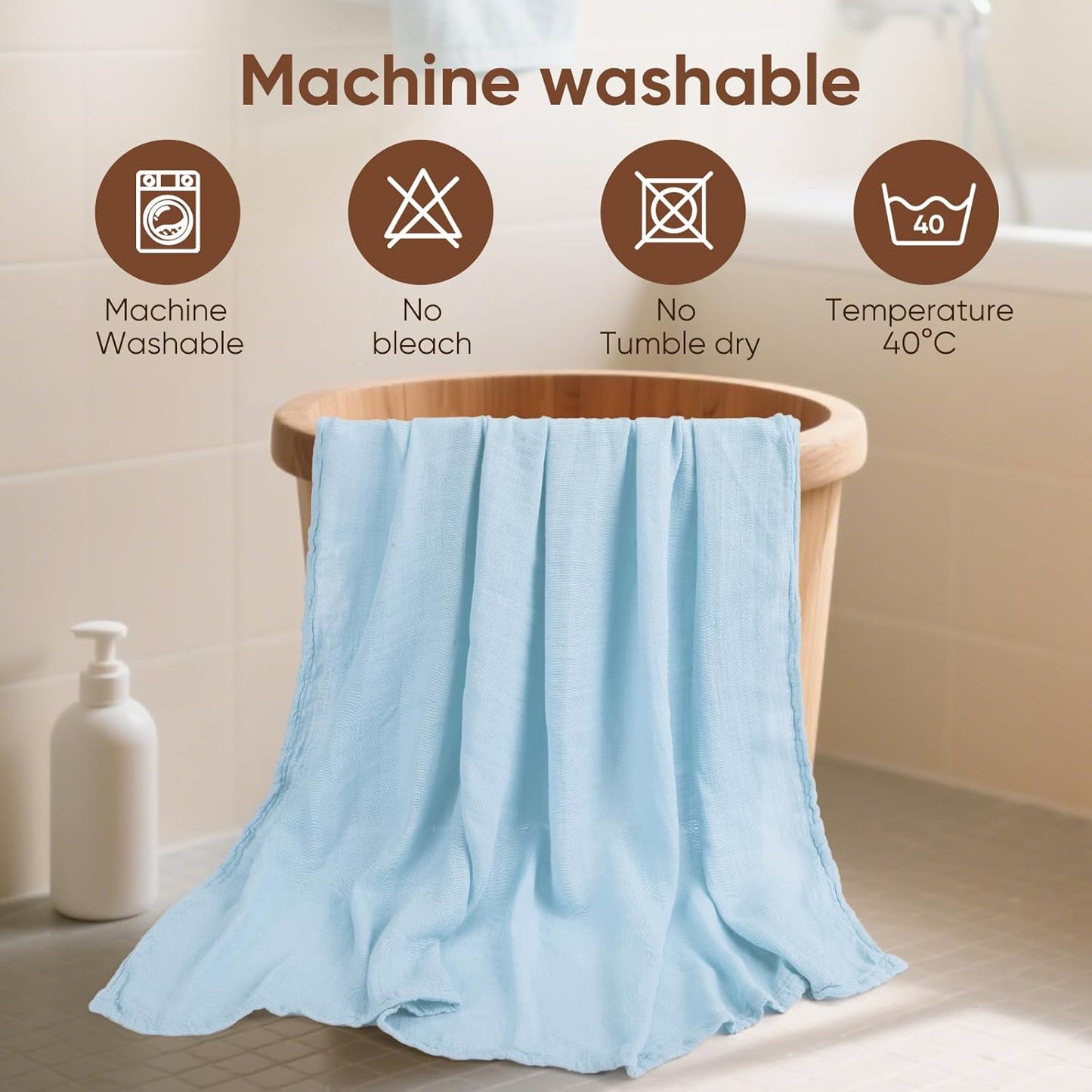 Muslin Swaddle Blankets, Nursery Receiving Blanket for Newborn, Baby Swaddle Wrap Soft Silky & Breathable, 3 Packs, 47 X 47In (Blue and Green 3 Pieces)