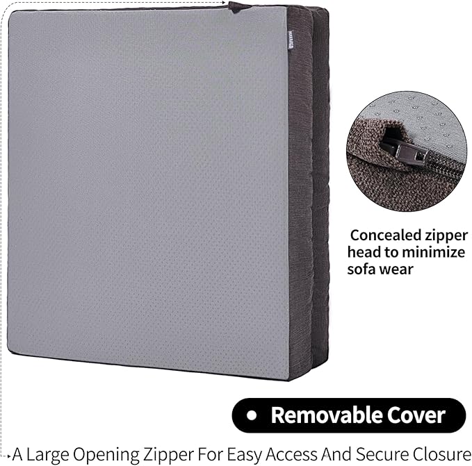 HAVARGO Recliner Cushions for Elderly, 20x20x4 Inch Thick Chair Cushion for Shorter Users Patent Design Soft Tufted Dual Layer Booster Seat Cushions for Seniors Recliner Risers Taupe 1P