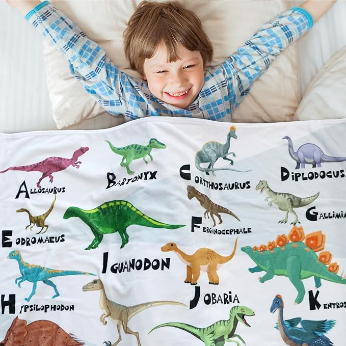 Dinosaur Blanket for Boys Teens Girls Soft Cozy Flannel Warm Kids Gifts Dinosaurs Room Decor Dino Throw Blanket for Couch Sofa Bed 50"x60"