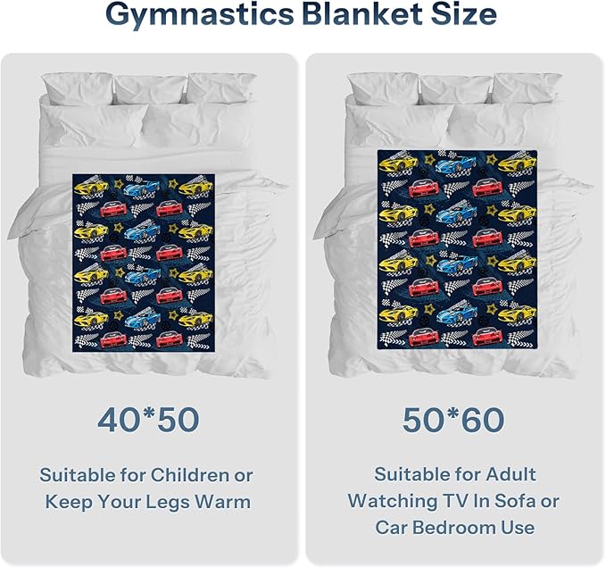 Car Blanket, Racing Car Flannel Blanket for Boys, Race Track Themed Room Decoration for Kids, Soft Cozy Gifts for Game Lover 50 * 60 Inches