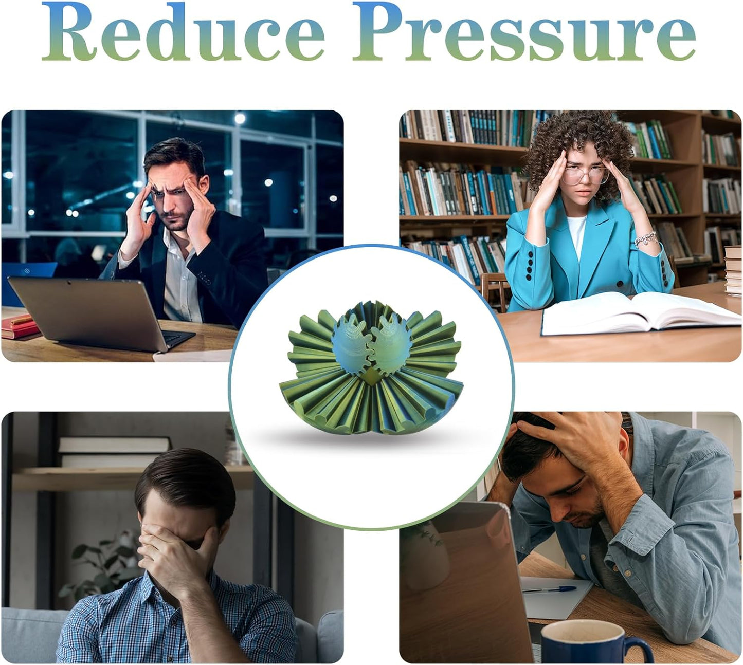 3D Printed Gear Sphere Ball – Colorful Gear Ball Fidget Gear Sphere Puzzle Cube Stress Relief Toy for Office and Home Decor Unique Gift Idea for Friends and Family (Gold&Blue)