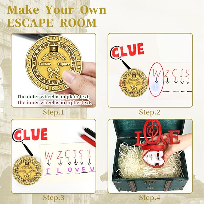 VIGIamy Fidget Toys Adults Brain Teaser Puzzles Fidget Spinners Metal Anxiety Stress Relief Toy Mind Puzzles Escape Room Game ADHD Autism Fidget Birthday Gift Gadget for Men Office Desk Toy (Brass)