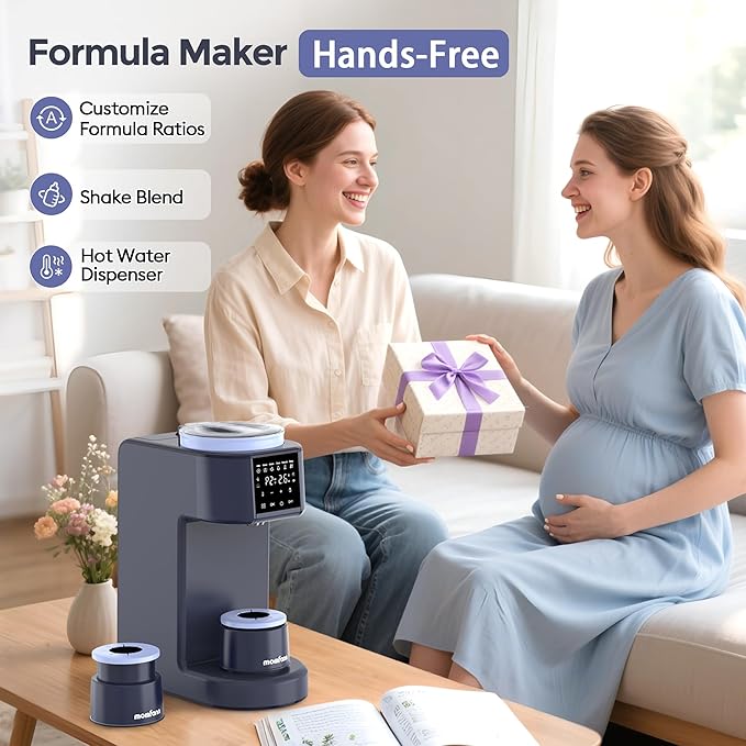Formula Dispenser Machine, 2-Minute Quick Mix Baby Formula Maker, One-Touch Automatic Milk Maker, 3 Formula Temps + 4 Hot Water Choice, 2L Tank & Sealed Powder Container for Clump-Free Formula