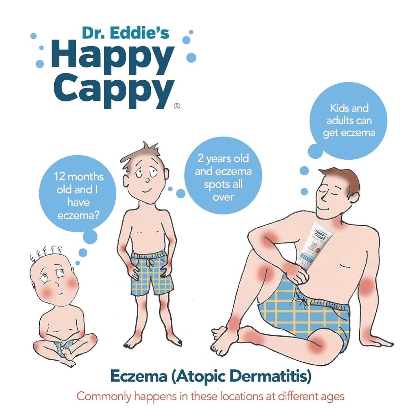 Happy Cappy Baby Shampoo and Body Wash - Eczema Body Wash for Kids & Toddlers, Helps with Dryness, Reduces Itching and Redness, Dermatologist Tested, Fragrance Free - 8 Fl Oz (Pack of 3)