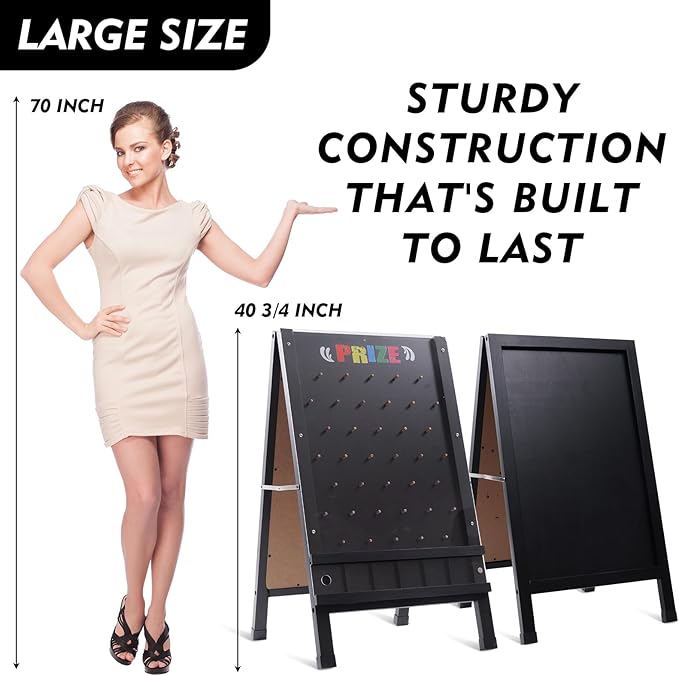 15.7x27.5in Foldable Prize Drop Game Board, Double-Sided Coin Drop Game with Chalkboard Sign, Includes 10 Coin Drop Discs, Perfect for Store Events, Parties, Carnivals, and Trade Shows