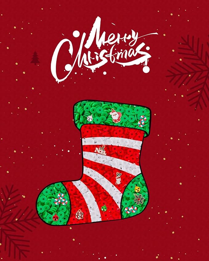 Goldwise Christmas Friendship Bracelet Kit-Christmas Clay Beads and White Letter Beads (A-Z) for Jewelry Making,Varieties of Charms for Bracelets, DIY Gifts