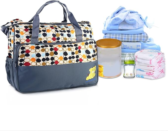5Pcs Diaper Bag Tote Set,Large Mommy Bag with Portable Nappy Changing Pad,Pacifier Case,Travel Baby Bags for Mom