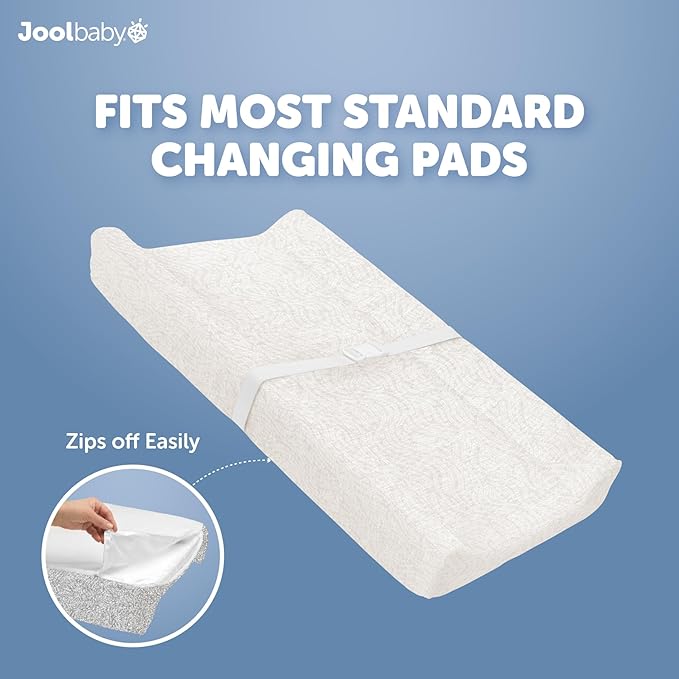 Jool Baby Changing Pad Covers (2 Pack) Soft & Comfortable, Fits Most Standard Diaper Changing Pads (Off-White & Gray-Wave)