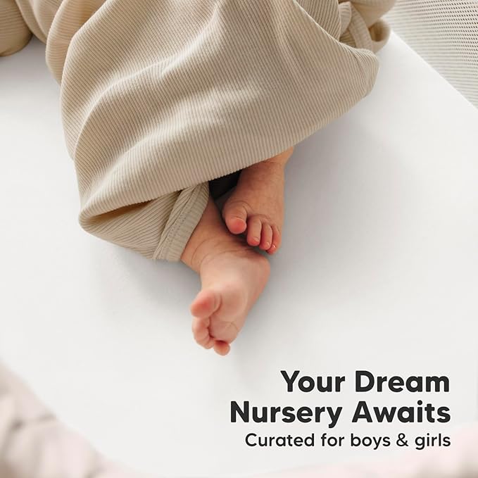 2-Pack Organic Bassinet Sheets for Girls, Boys - 100% Cotton Bassinet Mattress Sheets Compatible with Halo Bassinest Swivel Sleeper,Graco,Baby Delight,Chicco,Unisex Fitted Bassinet Sheets(Soft White)