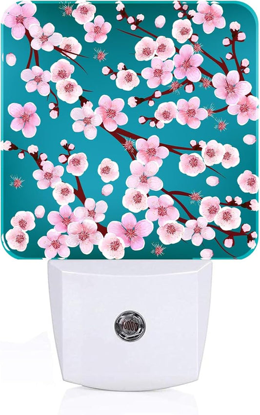 Cherry Blossom Night Light,Plug Into Wall Decor for Stairway,Hallway,Kitchen,Dusk to Dawn Sensor Nightlights for Boys/Girls/Women/Men Room Gifts