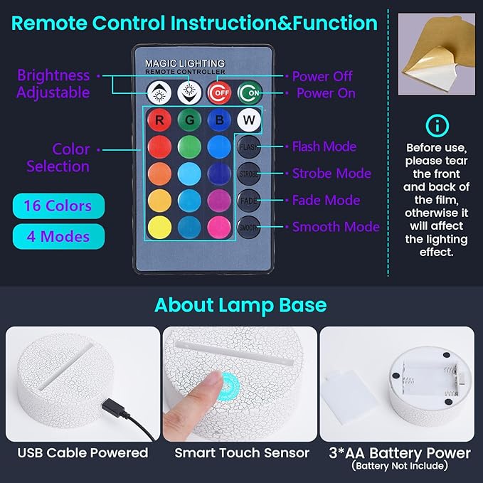 Football Night Light for Boys,3D Illusion Lamp 16 Colors Changing for Birthday and Christmas Gift Room Decoration for Boys and Girls