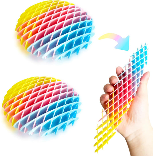 2pcs Fidget Worm Toy 3D Printing Fidget Toys Range Squeeze Toys Designed for Calming Sensory Play and Focus 4 Inches (Color Set), Small