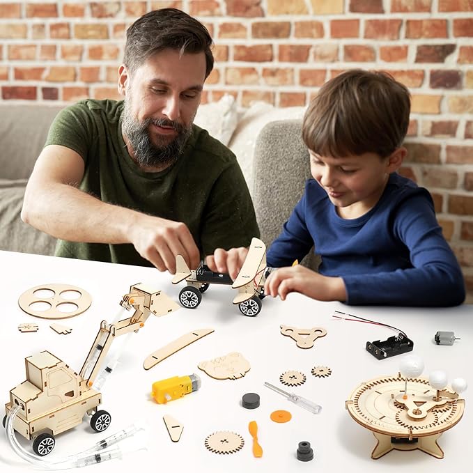 6 in 1 STEM Science Kits for Kids 8-12 5-7, Wood Craft Kit for Boys Age 8-10, Science 3D Puzzles Projects, Educational Craft Building Toys, Christmas Birthday Gifts for Girls Boys 6-13 Years Old