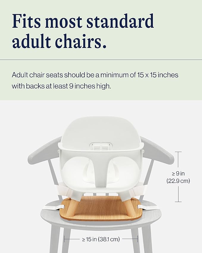 Lalo The Booster Seat for Babies & Toddlers, Children's Booster Seat, Easy to Clean Five-Point Safety Harness & Durable Non-Toxic Plastic Seat & Belly Bar - Coconut