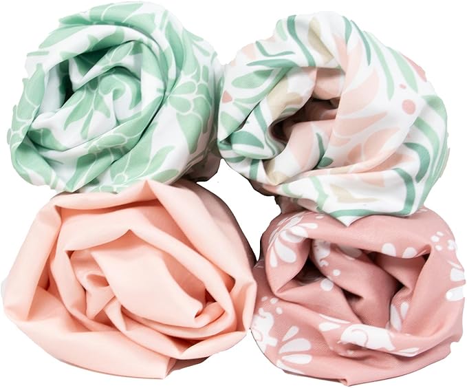 The Peanutshell Baby Bassinet Sheets 4-Pack for Girl - Soft, Oval & Fitted Baby Girls Sheet, Rectangle, Fitted Covers for Crib, Halo Bassinet Mattress - Botanical Garden