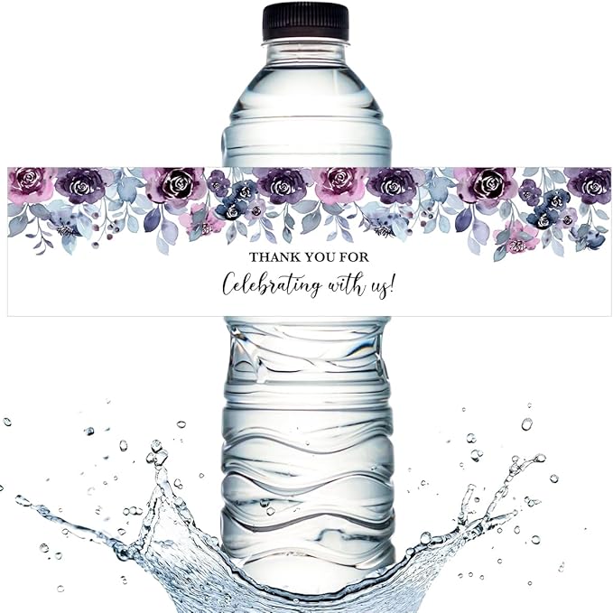 100PCS Wedding Water Bottle Labels Waterproof Greenery Floral Wraps Sticker for Water Bottle Baby Shower Bottle Label for Bridal Shower Party Thanks A12