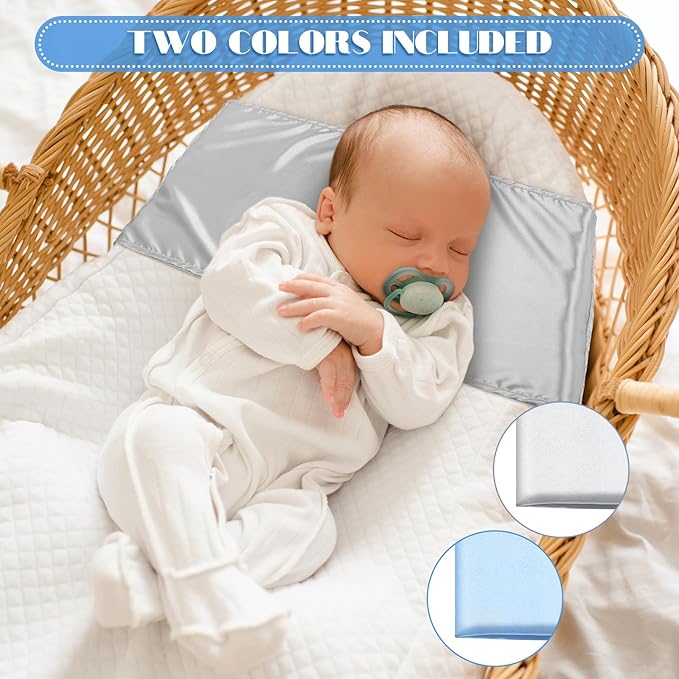 Hosuly 2 Pcs Satin Bassinet Sheet Baby Hair Soft Silk Feeling Sheet Baby Bassinet for Rectangle Cradle Pad Mattress Boys Girls Newborn Infant(Gray, Light Blue)