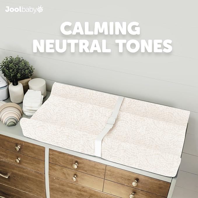 Jool Baby Changing Pad Covers (2 Pack) Soft & Comfortable, Fits Most Standard Diaper Changing Pads (Off-White & Oatmilk-Wave)