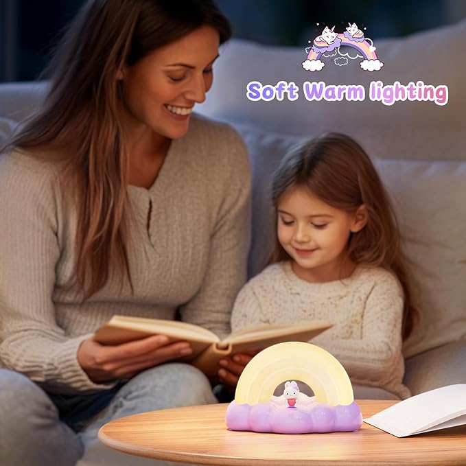 Rainbow Night Light, Kids Light with Three Mode and 30 min Timing LED Rechargeable Touch Control Neon Light for Kids Room,Nursery Night Light for Baby, Gift for Girls and Boys (Purple)