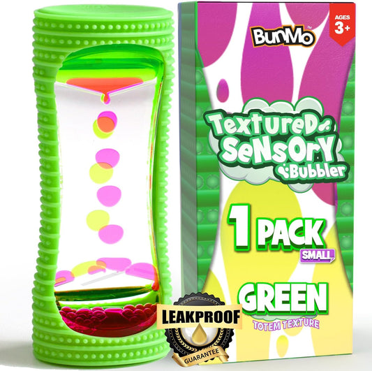 BUNMO Liquid Motion Bubbler with Sensory Texture - Liquid Timer - Bubble Timer - Liquid Motion Sensory Toys for Autism, Calming & Sensory Exploration - Kid Sensory Bottles Tubes - Small Green