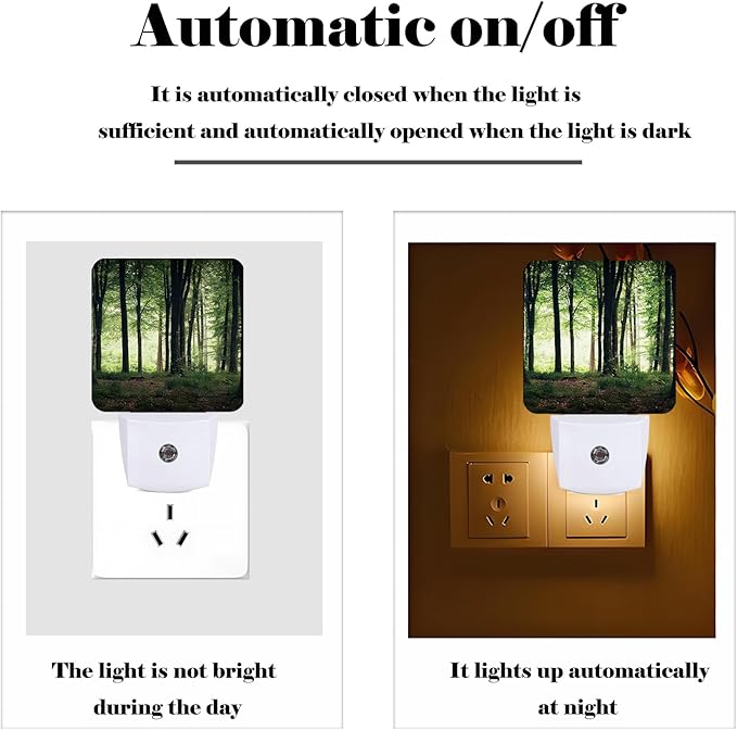 Green Forest Night Light,Plug Into Wall with Dusk to Dawn Light Sensors, Warm Nightlights for Bedroom, Bathroom, Hallway, Kitchen, Gifts Ideal for Boys Girls Women Men