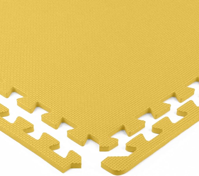 FlooringInc's 1/2" Soft Non-Toxic Baby Play Mat, Toddler Playmat, Colorful Puzzle PlayMat, Floor Mats for Kids & Babies, EVA Foam Interlocking Tiles for Nursery & Playroom | Yellow, 50 Tiles, 200 SqFt