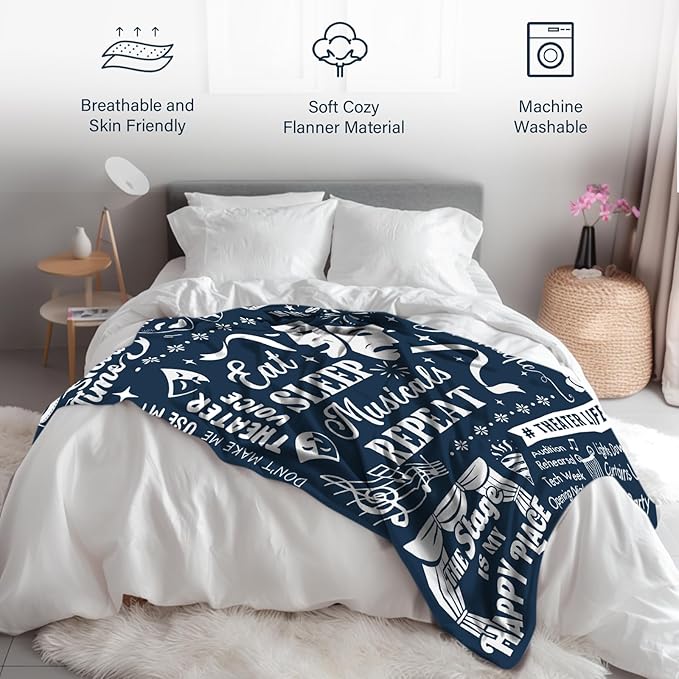 Broadway Blanket Gifts, Musical Theater Gifts for Lovers, Broadway Musical Gift for Theater Kids, Christmas Birthday Gift Blanket for Women Men, 50" x 60"