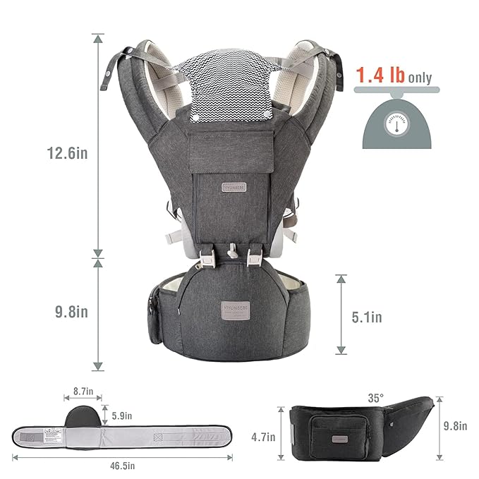 Baby Carrier Newborn to Toddler Baby Carriers with Seat Infant Baby Holder Backpack Baby Carriers Front and Back for Carrying and Hiking (Grey)