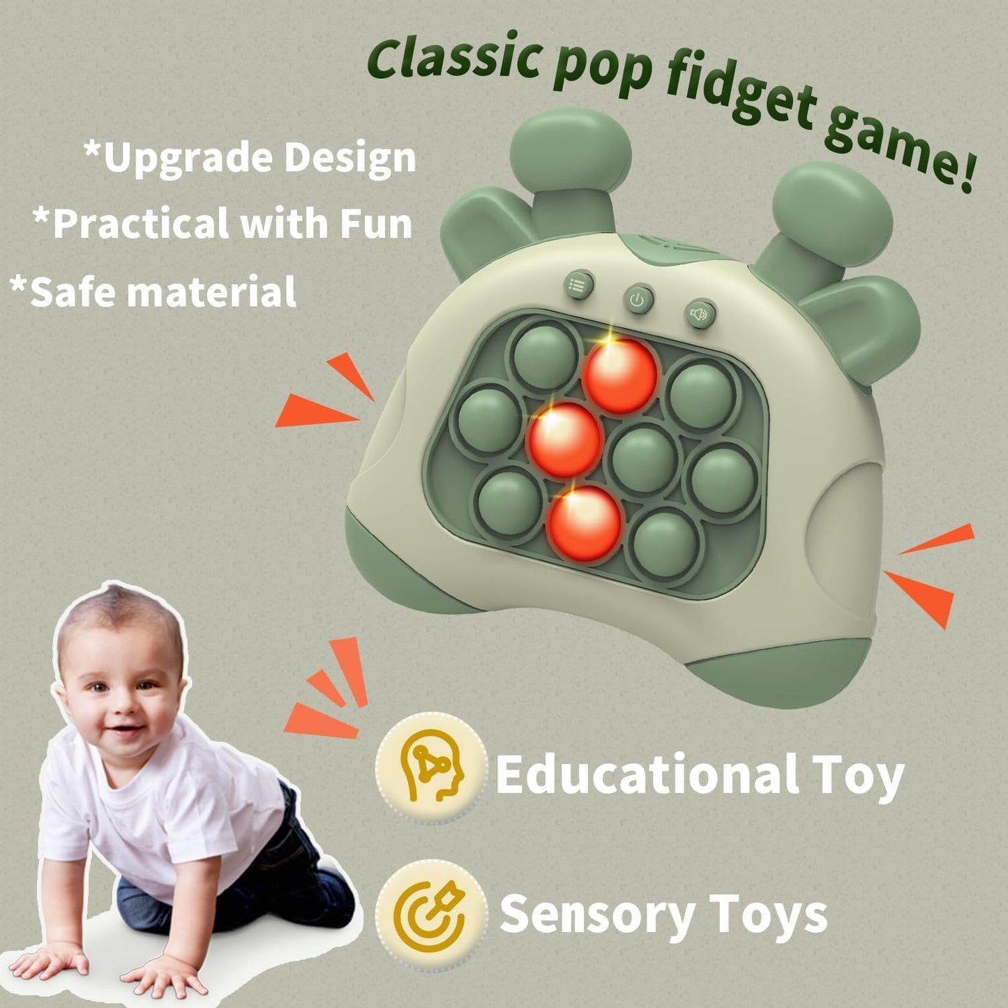 Upgrade Quick Push Toy with Lights, Fast Push Bubble Game Fidget Sensory Toys, Pocket Game for Kids Children's Decompression Breakthrough Puzzle Game Machine
