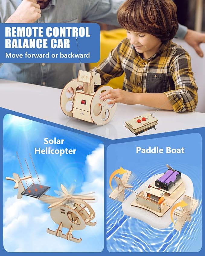 Poraxy STEM Kits for Kids Ages 8-10-12, 6 Set Model Car Kits, 3D Wooden Puzzles, Educational Science Experiment Projects Crafts Kits, Building Toys, Gifts for Boys and Girls 8 9 10 11 12 13 Year Old