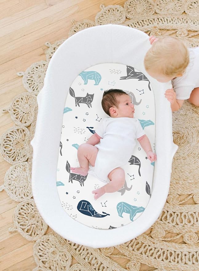 Stretch Fitted Bassinet Sheet Set BROLEX 2 Pack Cradle Sheets for Bassinet Pad/Mattress,Unisex Boys Girls,Ultra Soft,Space Planet