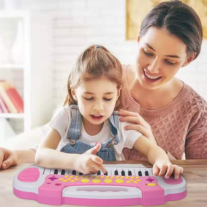 Love&Mini Piano Toy Keyboard for Kids - Birthday Gifts for 3 4 5 Years Old Girls Toys with 31 Keys and Microphone Musical Instrument Toys for Girls Gifts (Pink)