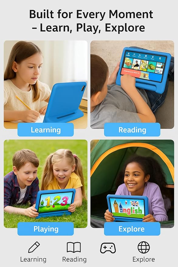 10.1" Kids Tablet Android 14 | 64GB Octa-Core 8GB RAM | Shockproof Case & Parental Control | 12H Fast Charge | HD Display w/Google Kids Space & Educational Apps | WiFi 6/Bluetooth/GPS | Ages 3-12