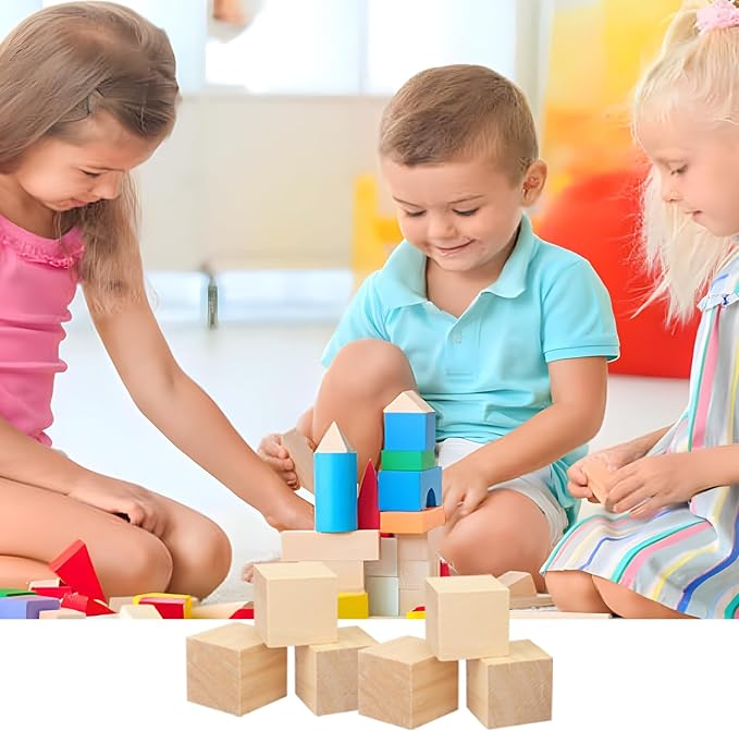 12 Pack Wooden Cubes for Crafts – 3 Inch Craft Quality Wood Cubes, Wood Blocks for Crafts Perfect for DIY Crafts and Art Projects, Unfinished Wood Cubes for DIY Project