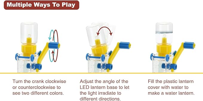 Tenergy ODEV Dynamo Lantern Educational STEM Building Toy, Hand Cranked Power Generator, Light Bulb Science Experiments Kits for Kids Age 14+