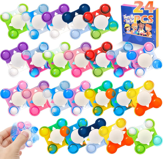24 PCS Pop Fidget Spinners - Colorful Party Favors for Kids - Sensory Toys for Stress Relief and Anxiety - Classroom Prizes,Goodie Bag Stuffers,Birthday Gifts