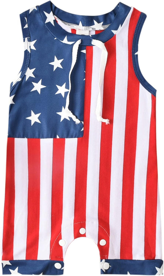 Aalizzwell Baby Boy Romper Newborn Infant Sleeveless Short Romper One Piece Active Summer Clothes