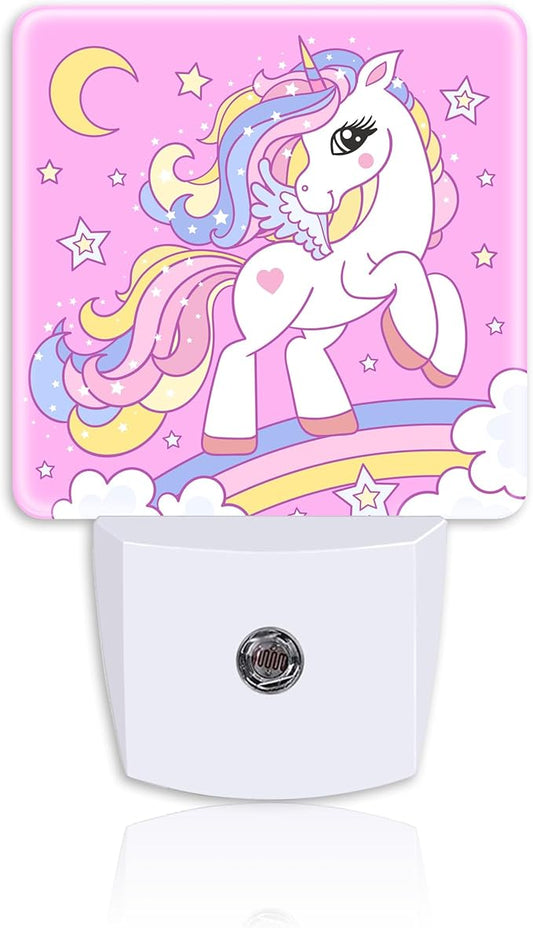Night Light for Kids Girls Boys,Cartoon Unicorn on Rainbow Bridge LED Night Light Plug into Wall with Dusk to Dawn Sensor for Room Decor,Hallway,Kitchen,Bathroom,Nursery,Stairs