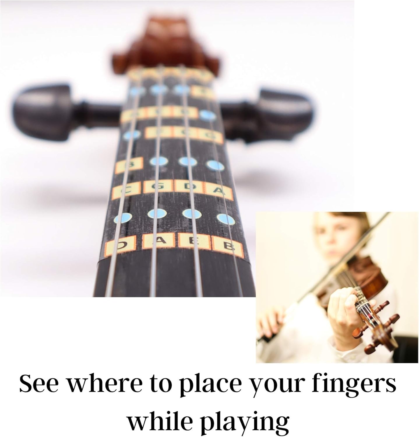 Fantastic Finger Guide for Violins Kids/Adult Beginner | Stringed Musical Instruments | Fingerboard and Fretboard Stickers for Learning All Notes | Play or Fiddle (3/4)