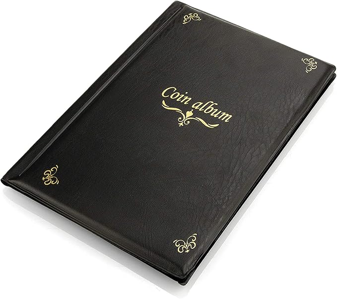 150 Pockets Coin Album, Penny Collecting Book, Souvenir Coins Collection Holder, Ideal for Pressed Pennies Passport, Hobby Coin Collector, Money Specie Display Storage Case (English, Black)