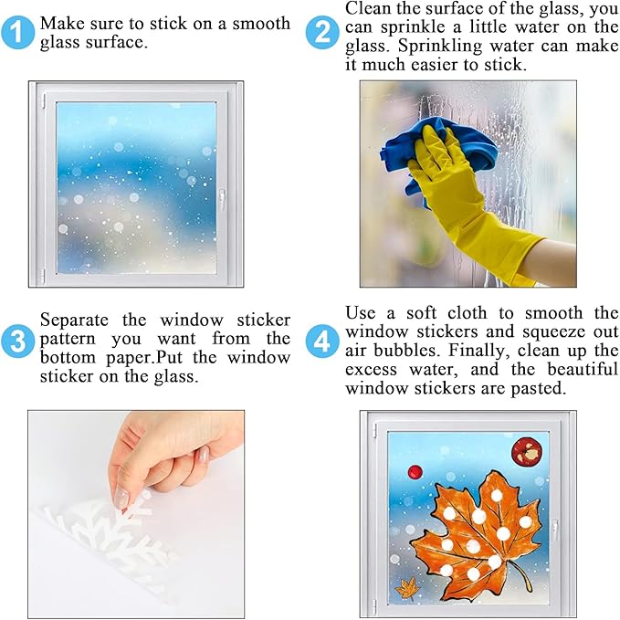 Whaline 9 Sheet Thanksgiving Fall Window Clings Turkey Pumpkin Maple Leaf Reusable Window Decals for for Autumn Harvest Seasonal Holiday School Office Supplies Glass Home Decor