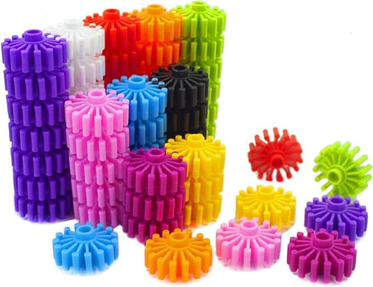 RAINBOW TOYFROG Interlocking Gears Toys for Kids - 100 Piece Kit with Tote - Colorful Manipulatives for Preschool Sensory Bin Or Occupational Therapy Tools - STEM Building Toys for Girls & Boys