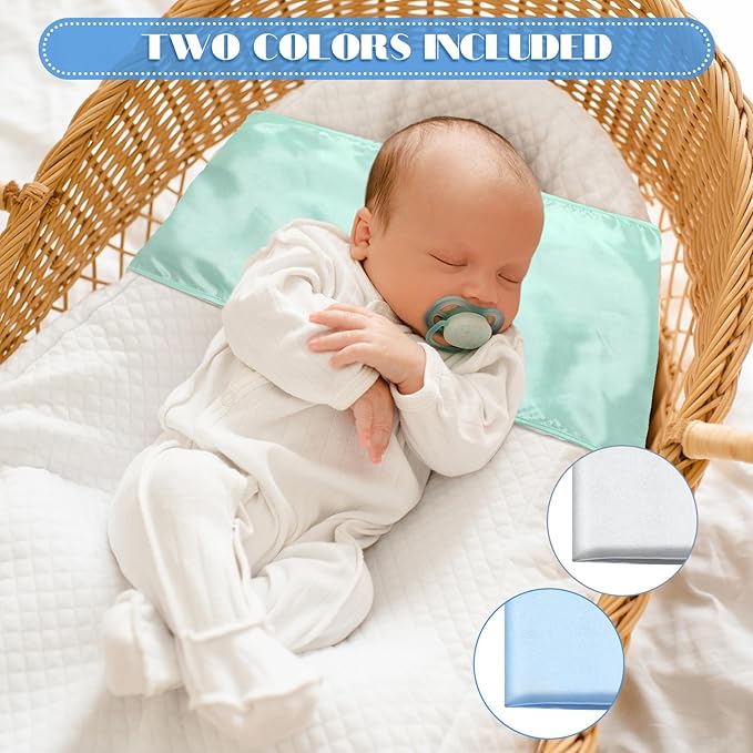 Hosuly 2 Pcs Satin Bassinet Sheet Baby Hair Soft Silk Feeling Sheet Baby Bassinet for Rectangle Cradle Pad Mattress Boys Girls Newborn Infant (Green and Blue)